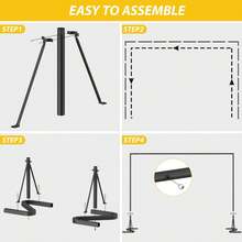 10x7 FT Backdrop Banner Stand,Square Wedding Arch Balloon Metal Frame,Heavy Duty Background Stand Kit,Adjustable Photo Backdrop Stand For For Parties Birthday Video Studio - 黑色 - 查看 5