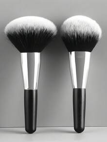 2件套便携式双头化妆刷套装 | 1支散粉刷 + 1支腮红刷 | 小巧便携，全套化妆工具，送礼佳品 - 銀色 - 查看 1