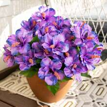 2支仿真花，户外人造植物，假木槿花，热带花卉，适用于户外花盆、门廊、露台、庭院、花园、家居装饰