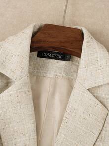 HOMEYEE Áo khoác blazer nữ tay dài cổ ve lật chất liệu vải có họa tiết, kiểu dáng thanh lịch cổ điển, thường ngày, phù hợp cho kỳ nghỉ, công sở, đi làm, mùa xuân. - Màu be - Xem 4