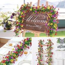 2件套人造花环常春藤，春夏装饰假雏菊藤蔓花卉藤蔓悬挂花饰，适用于家居花园装饰、婚礼拍照背景。 - 彩色 - 查看 8