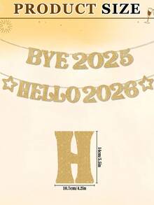 Żegnaj 2025 Witaj 2026 Baner Szczęśliwego Nowego Roku Baner Szczęśliwego Nowego Roku Dekoracje 2026 Żegnaj 2025 Dekoracje 2026 Brokatowe złote artykuły imprezowe - Złoto - Zobacz 6