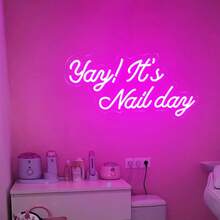 1pc "Yay It's Nail Day" Neon Light, USB Powered Wall-Mounted Design, Suitable For Nail Salon Storefront/Studio Wall Decor, Live Streaming Background Light, Attractive Gift For Beauty Business, Comes With USB Cable - Hot Pink - View 5
