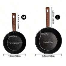 6.3英寸/7.48英寸日式不粘铁煎锅，黑色平底，适合烹制拉面、韩国料理，家用 - 黑色 - 查看 3