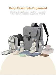 1Set Diaper Bag Backpack With 2 Pouches & Changing Pad, Multiple Compartments & Superior Quality, Large Capacity Mommy Travel Backpack, Waterproof Commuting Bag, Ideal For Moms Dads Daily Baby Care, Commuting, Family Outings & Travel, Gifts For New Parents - Multicolor - View 7