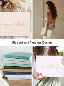 100页精美婚礼宾客签名册 - 适用于婚礼、洗礼及其他特殊活动的精致宾客签名册 - 空白页可用于婚礼签到和拍照 - 家居装饰 - （白色） - 白色 - 查看 6