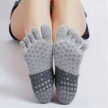 1双露后跟低帮女士瑜伽袜，带松紧带，透气五指袜，五趾运动袜，健身房适用 - 彩色 - 查看 7