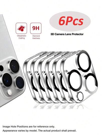 BOLLYMORE 6 piezas de película protectora de lente de cámara transparente de alta definición, adecuada para iPhone 17 Pro Max, 17 Pro, 17 Air, 17, 16, 14 Pro Max, 15 Pro Max, 16 Pro Max, 14 Pro, 13, 15 Plus y otros modelos, protector de pantalla de cámara, vidrio templado 9H, protección a prueba de roturas