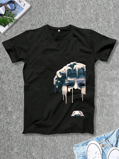 Camisetas Manfinity Homme para hombre, cuello redondo, manga corta, gráficas, informales, de verano, poliéster