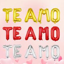 5pcs "TE AMO" Foil Balloons, Includes 16-Inch Gold, Red, And Silver "TE AMO" Balloons For Selection, Suitable For Spanish Valentine's Day, I Love You, Engagement, Anniversary, Happy Valentine's Day, Romantic Atmosphere, Birthday, Party Decoration, Photo Booth Background, Sweet Home Decor - Multicolor - View 3