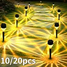 20/10-Piece Solar Wall Light Outdoor Waterproof Garden Lighting With Night Automatic Sensing, Suitable For Corridors, Fences, Gardens, Terraces, And Winter Thanksgiving Christmas Party Holiday Decorations,200mah - 白光 - 查看 11