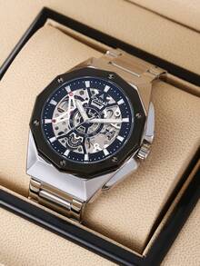 RONMAR 男士休闲镂空陀飞轮自动机械表，防水，夜光，适合商务、学生、时尚人士佩戴，不锈钢表壳，价格实惠