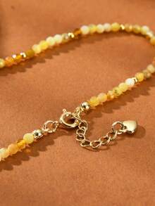 1pc Bohemian 18K Gold Plated Natural Yellow Opal Stone Women Anklet - Yellow - View 3