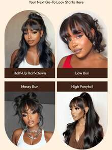 Wigs Curtain Bangs Fluffy Black Fluffy Pre Cut Pre Bleached Pre Plucked 7x5 Bye Bye Knots Lace Front Wig Natural Loose Wave Wig Wear Go Glueless Wig 100% Human Hair Lace Closure Wigs For Women UNICE Hair - SNatural - View 8