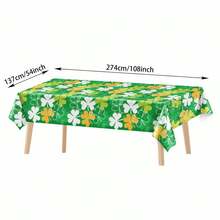 St Patricks Day Tablecloth Green Clover Disposable Table Cover Rectangle Ireland Table Cloth For Home Party Decoration - Green - View 5