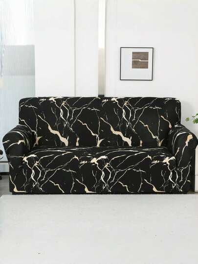 1pc Printed Elastic Sofa Cover, Minimalist All-Season Universal Full Coverage Sofa Protector, Home Decor