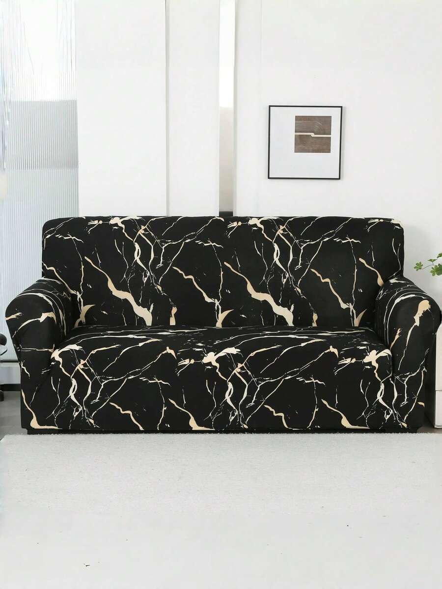 1 pieza Funda elástica impresa para sofá, protector universal de sofá de cobertura total minimalista para todas las estaciones, decoración del hogar - Amarillo claro - Ver 1