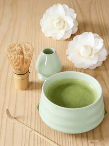 4-Pieces Matcha Combo Set: Bowl, Matcha Whisk, Matcha Spoon, Matcha Stand, Traditional Japanese Tea Ceremony Tools, Back-To-School Set, Holiday Gift Set, Halloween Gift - A - View 5