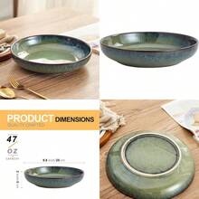 Reactive Glaze Serving Pasta Bowl10 Inch Ceramic Wide Pottery Salad Bowls 50 Ounce Large Big Decorative Fruit Dish For Kitchen Microwave Oven Dishwasher  Green - LightGreen - View 1