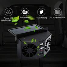 Car Solar Powered Window Exhaust Fan,Car Air Purifier,Car Solar Power Air Vent Radiator Fans For Backseat Or Frontseat,Vehicle Ventilation Fan - màu đen - Xem 6