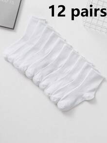 6/12/24 زوج من جوارب قصيرة بيضاء للأطفال، جوارب متوسطة الطول، جوارب رياضية، جوارب أطفال، مناسبة للحياة اليومية/الارتداء، قابلة للتنفس، مريحة، ناعمة، جوارب أطفال بدون كعب، جوارب رقبة مستديرة، مناسبة للأطفال من سن 1-16 سنة للارتداء - متعدد الألوان - مشاهدة 10