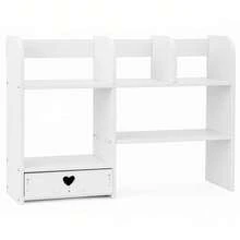 3-Layer Desktop Organizer Rack – Space-Saving Elevated Design With Storage Drawer – Ideal For Desk, Vanity, Or Office – Modern White - White - View 2