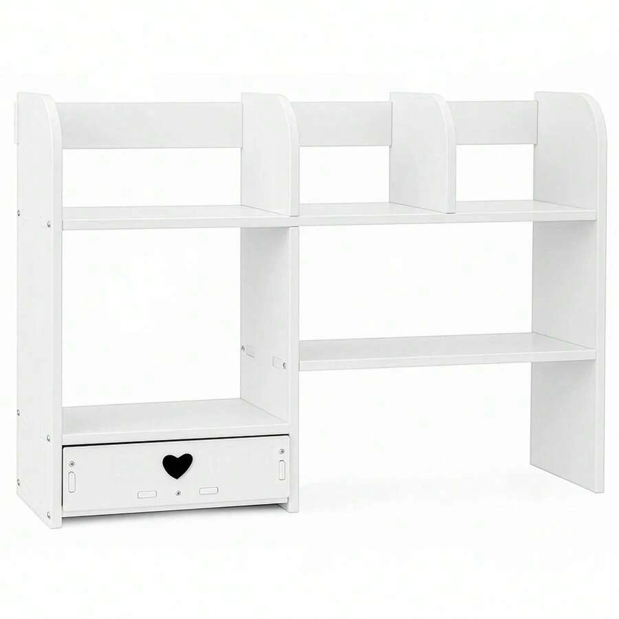 3-Layer Desktop Organizer Rack – Space-Saving Elevated Design With Storage Drawer – Ideal For Desk, Vanity, Or Office – Modern White