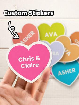Personalized Labels - Customizable Stickers, Personalized Heart-Shaped Stickers, Love-Themed Stickers, Valentine's Day Gift Labels, Valentines Decorations (For Home), Valentines Day Gifts, Valentines Day Decor, Suitable For Gift Wrapping, Envelope Stickers, Multiple Colors Available, Customizable Text, Warm And Loving