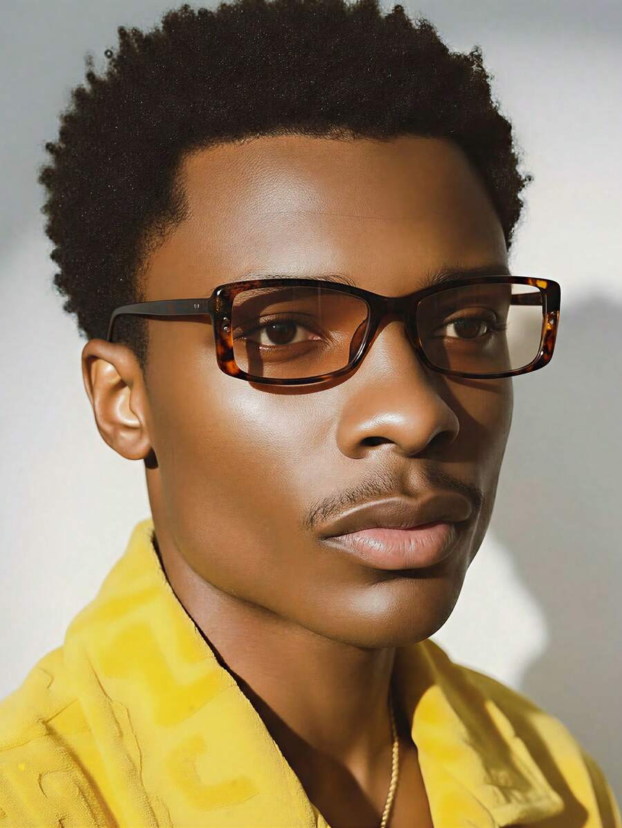 1 par de gafas de moda con montura de PC con estampado de leopardo y forma de ojo de gato para hombres - Multicolor - Ver 1