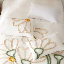 Conjunto de 2 ou 3 peças, capa de edredom com estampa floral boêmia, conjunto de cama de pelúcia branca com fechamento em zíper, capa de edredom macia e respirável para todas as estações, adequada para mulheres e meninas (edredom não incluído) - Branco - Ver 5