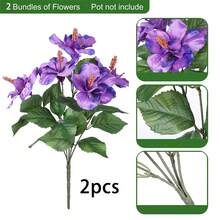 2支仿真花，户外人造植物，假木槿花，热带花卉，适用于户外花盆、门廊、露台、庭院、花园、家居装饰