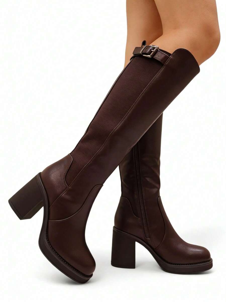 Fashionable Versatile Chunky Heel Over-The-Knee Boots