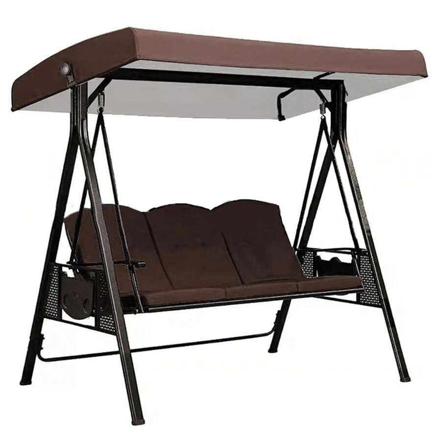 Swing Canopy Cover 191 X 120 Cm - Waterproof, Oxford 210D, Universal Replacement Canopy For 3-Seater Garden Swings - Swing Canopy Replacement Cover - Coffee Brown - View 1