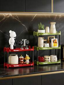 1pc Desktop Storage Rack, Large Capacity Organizer Shelf For Office, Home, Bedroom, Living Room, Kitchen, Multi-Layer Multi-Function