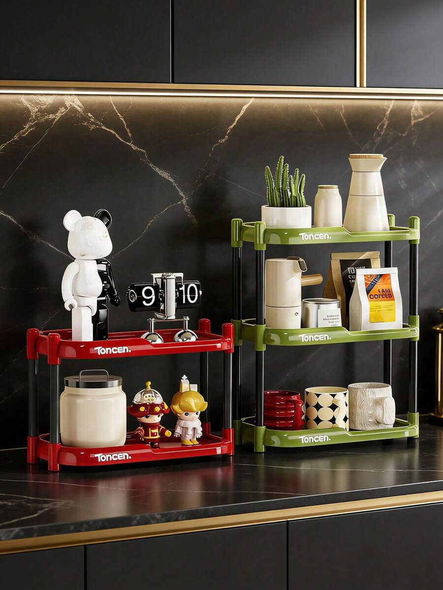 1pc Desktop Storage Rack, Large Capacity Organizer Shelf For Office, Home, Bedroom, Living Room, Kitchen, Multi-Layer Multi-Function