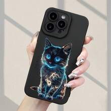 Una funda creativa para teléfonos  y . Funda protectora para teléfono de TPU con patrón de gatito brillante, nueva y popular, clásica, creativa y divertida, adecuada para  7 8 11 12 13 14 15 16 Pro 16 Plus 16 Pro Max XS Max XR SE Mini, adecuada para niños y niñas, funda protectora para dispositivos, estilo juguetón, estética divertida, carcasa duradera, funda para teléfono, funda protectora para smartphone, gadgets para adolescentes - (Un color) 1 unidad por paquete - Ver 2