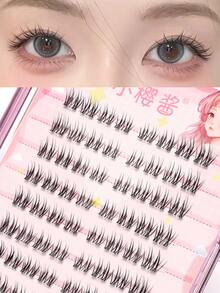 140/120/100/80Clustered Segmented False Eyelashes C Curl, Handmade Woven False Eyelashes, Single Cluster Eyelashes,10-13mm Size, Reusable, Natural Soft, Long-Lasting Effect, Korean False Eyelashes, Gift, Suitable For Women And Girls, Large Volume Segmented False Eyelash Clusters, Eyelash Clusters, Single Eyelashes, False Eyelashes - 黑色 - 查看 2