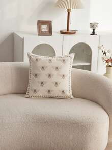 LCUHPCL 1 pièce Housse de coussin décoratif avec broderie 3D d'abeille, convient pour le salon, la chambre à coucher, les fêtes et divers environnements, toutes saisons - Multicolore - Voir 4