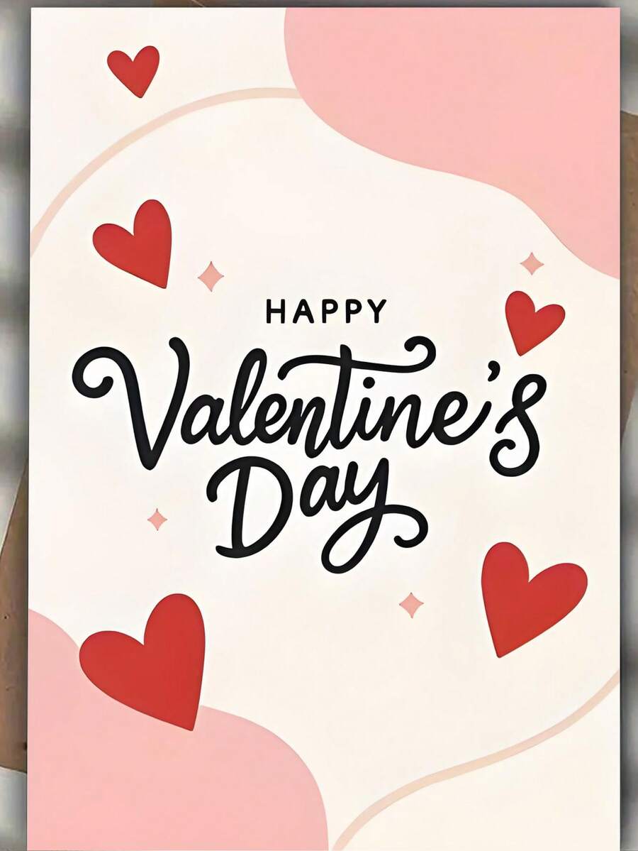 1张“情人节快乐”独特情人节贺卡，5颗心和星星设计，送给爱人的最佳礼物，高品质贺卡，带信封（12x17厘米）/（4.72x6.7英寸） - 彩色 - 查看 1