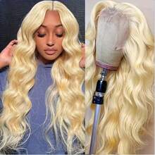 34英寸 613号 蜜金色波浪卷发 200%密度 13x4高清蕾丝前置真人混纺假发 卷发波浪高清蕾丝前置假发 女士 - S613 - 查看 4