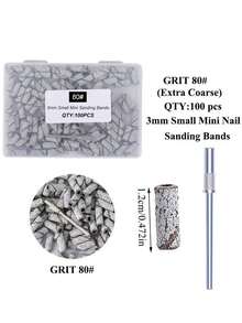 50/100pcs/Box Mini Nail Files, 3mm Mini Sanding Rings (80# 120# 180# 240#), Electric Nail Grinder Bits, Manicure Accessories Tools, Cuticle Remover