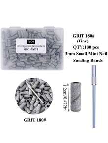 50/100pcs/Box Mini Nail Files, 3mm Mini Sanding Rings (80# 120# 180# 240#), Electric Nail Grinder Bits, Manicure Accessories Tools, Cuticle Remover