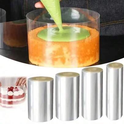 1 rulle 5 m tjock transparent tårtkant, mousse-chokladkakkantfilm, bakverktyg för muffinsform