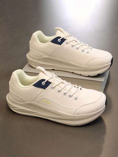 Un zapato deportivo suave para exteriores, zapato casual, zapato de punta ancha, zapato casual ligero para invierno anti-frío y anti-congelación, zapato de suela blanda y elástico, zapato blanco de cuero, elegante y casual