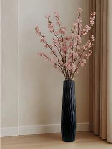 大型落地花瓶，简约水培塑料陶瓷质感，白/黑，欧式家居干花装饰，客厅装饰，大型复古几何塑料花瓶 - 耐用，多色，复古风格桌面装饰 | 经典圆柱形花瓶，无需电池，落地花瓶 | 复古装饰 | 耐用塑料花瓶 - 大花瓶/小花瓶 - 查看 3