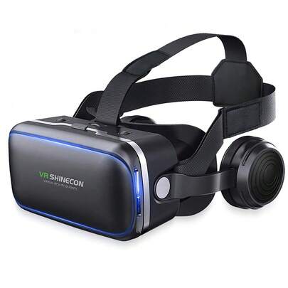 YIYI VR头显，兼容和安卓手机，3D虚拟现实眼镜，适用于电视、电影和视频游戏，带遥控器，VR虚拟现实眼镜头显，兼容4.7-6.0英寸/安卓手机，1个装