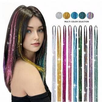 Colorful Braiding Hair Ribbons For Girls And Women, Soft Thin Multi-Color Strands For Braids, Cute Decorative Hair Accessories, Easy To Style, Lightweight Ribbon Highlights For Daily Wear, Parties, Festivals, School, Dance Looks, Hair Decor
