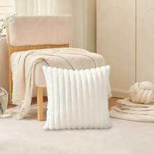 1 件白兔毛毛絨枕套,柔軟舒適的防脫落面料,現代沙發裝飾,帶度假家居裝飾墊套,適合家庭臥室和宿舍 - 白色 - 查看 10