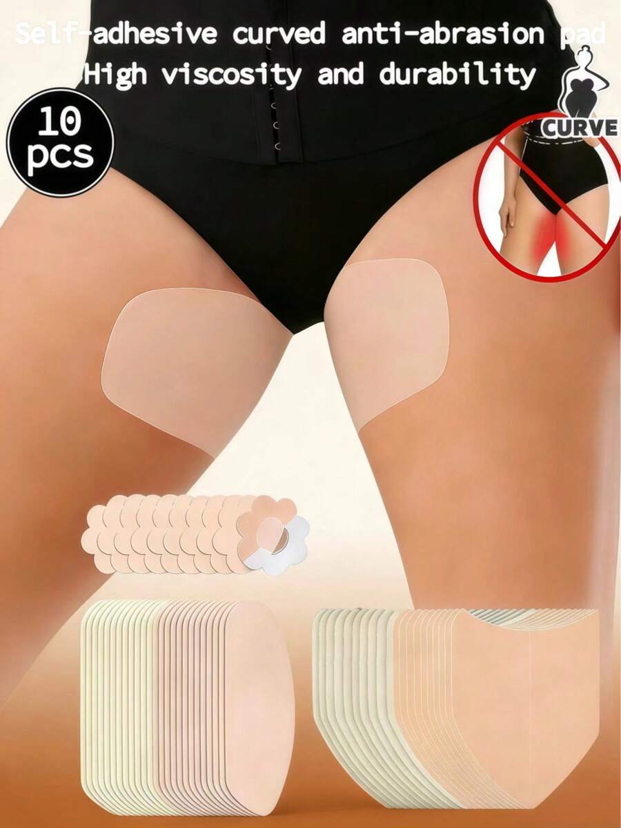 10/20pcs Invisible Anti-Chafing Thigh Patches - V-Shaped Breathable Non-Woven Friction Protector Stickers, Suitable For Inner Thighs And Calves, Providing Seamless Sweat Protection For Summer, Running, And Dresses - Multicolor - View 1