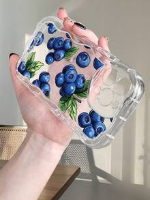 Funda para teléfono con diseño de arándanos y hojas verdes, a prueba de golpes, ajustada, moderna y con estampado de comida, compatible con iPhone 16ProMax/16E/16Pro/16Plus/16/15ProMax/15Pro/15Plus/15/14ProMax/14Pro/14Plus/14/13ProMax/13Pro/13/13Mini/12ProMax/12Pro/12/12Mini/11ProMax/11Pro/11/XSMAX/XR/X/XS - Blanco - Ver 7